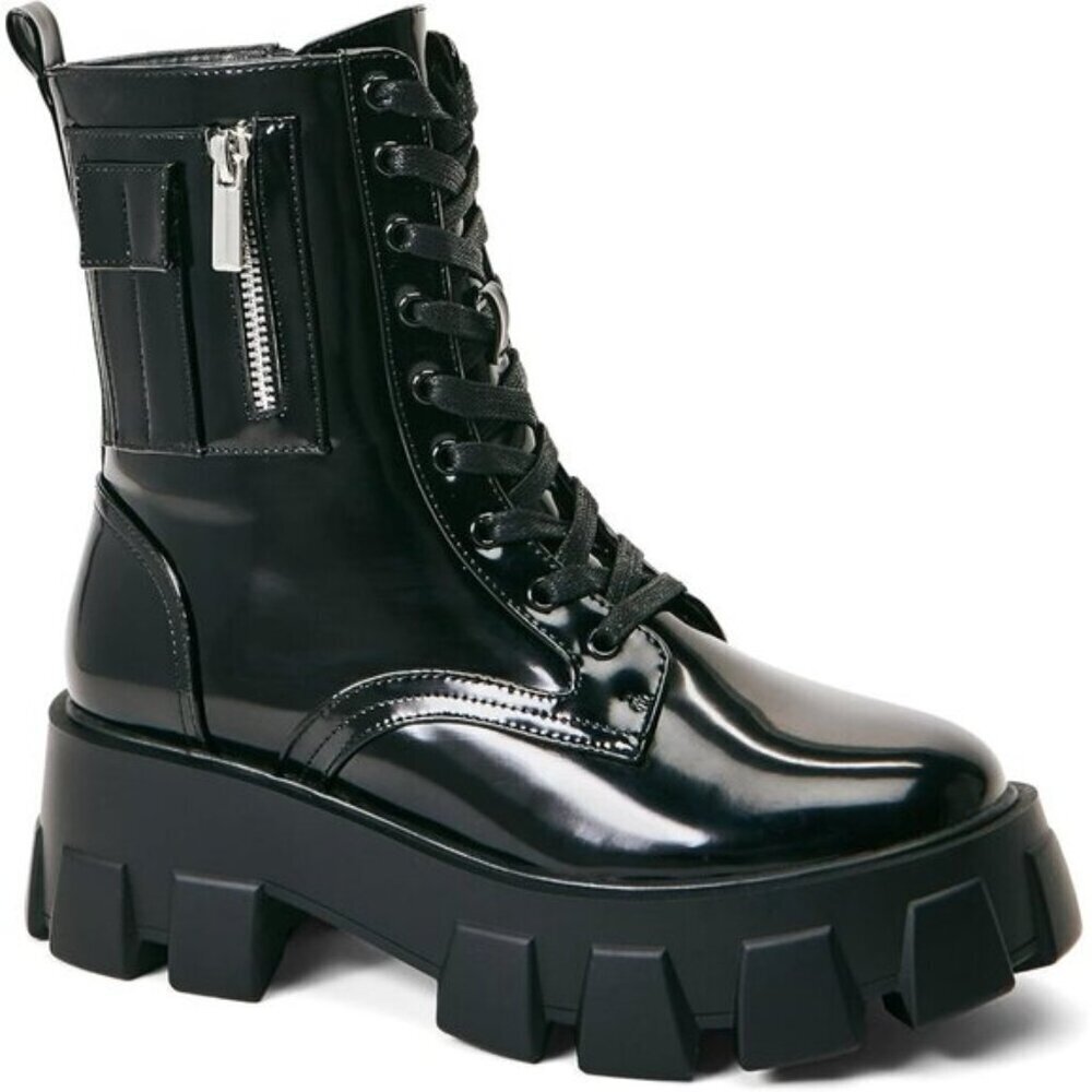 Women Combat Boots Fall Boots Lace-up Combat Boots Ankle Booties Platform Shoes